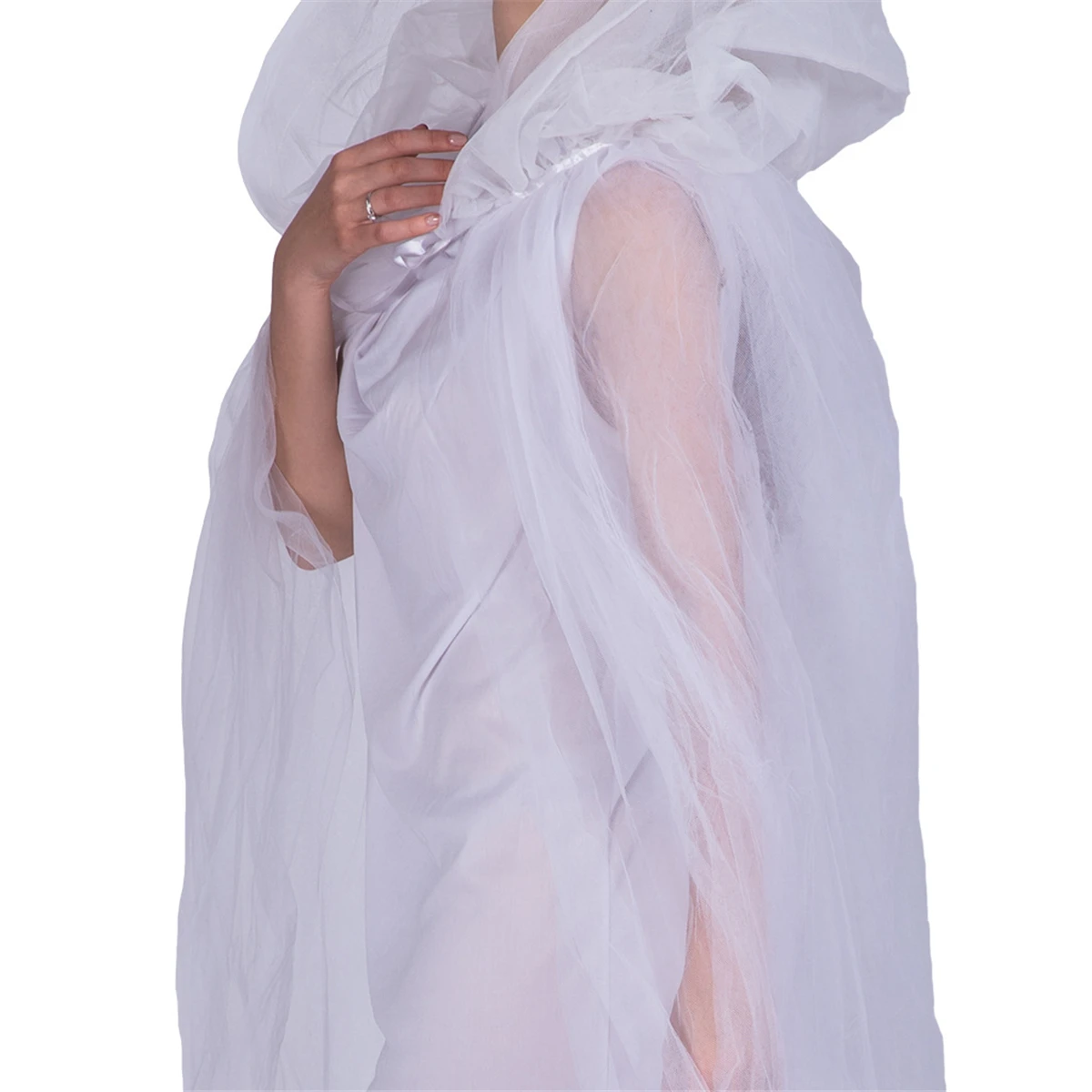 Новинка 2019 красивое фантомное белое Сетчатое платье свадебное привидение для