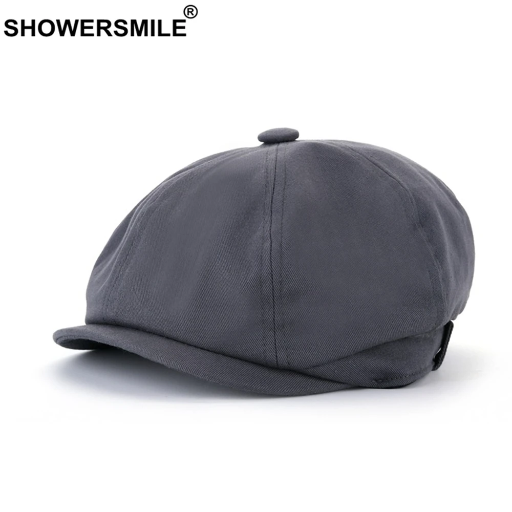 Кепка газетчик SHOWERSMILE белая унисекс хлопковая восьмиугольная кепка в британском