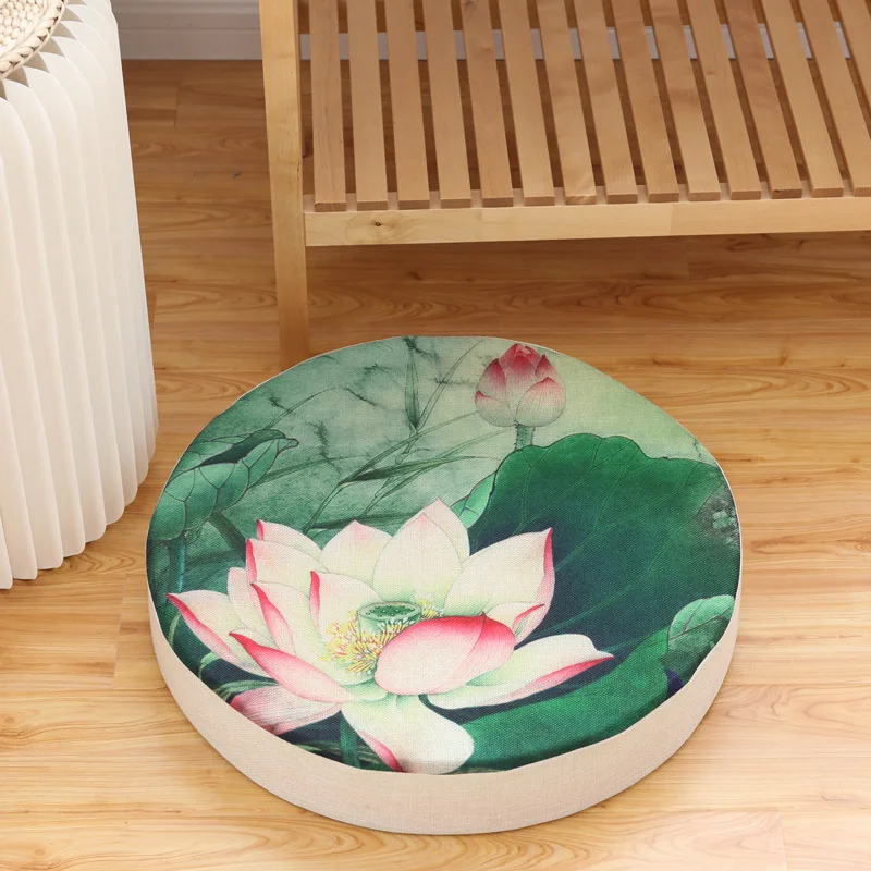 И отделкой в виде лотосов Сидящая Подушка Круглый из пены с эффектом стирки