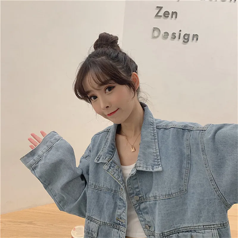 Новая свободная джинсовая куртка с буквенным принтом для женщин 2020 Весенняя