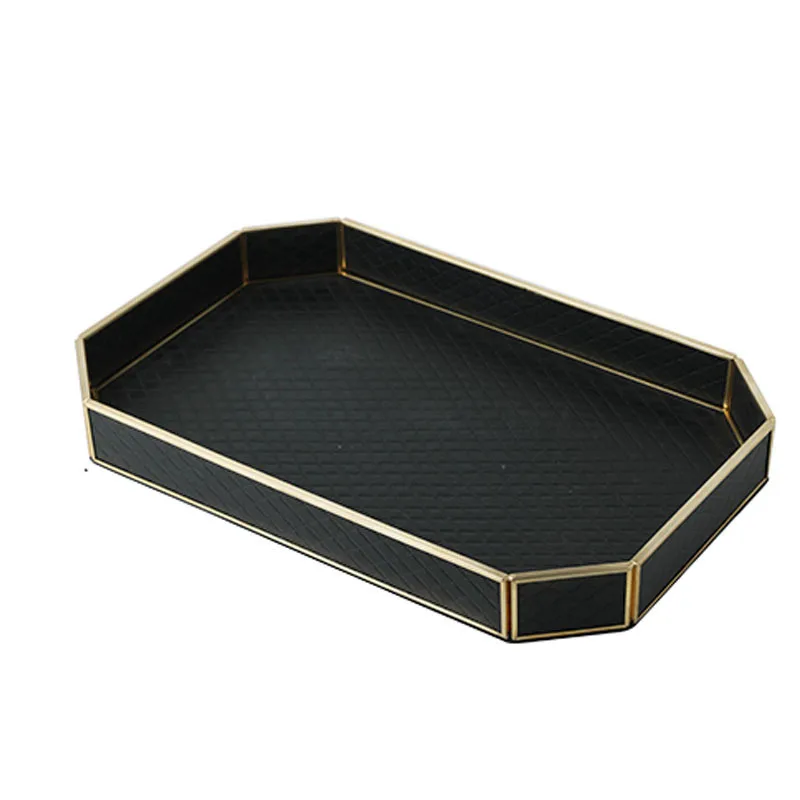 

Современный восьмиугольный кожаный поднос для хранения, прямоугольный поднос для домашней косметики, ювелирных украшений, декоративный ту...