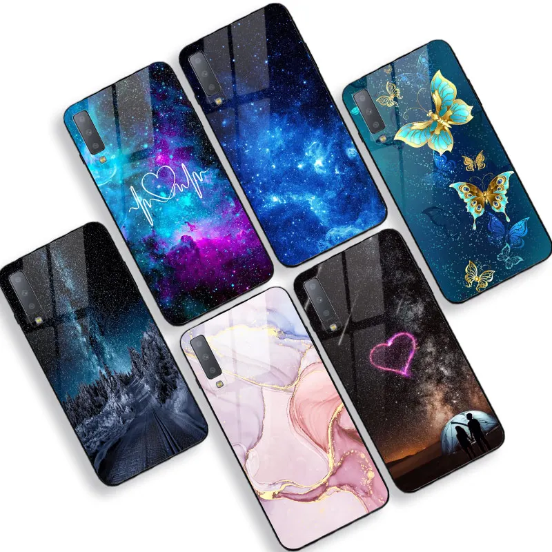 

Silicone Cover FOR Samsung A7 2018 Case A750 A750F 6.0' TPU Phone Coque FOR Samsung Galaxy A7 2018 A 7 Glossy Bright Starry Sky
