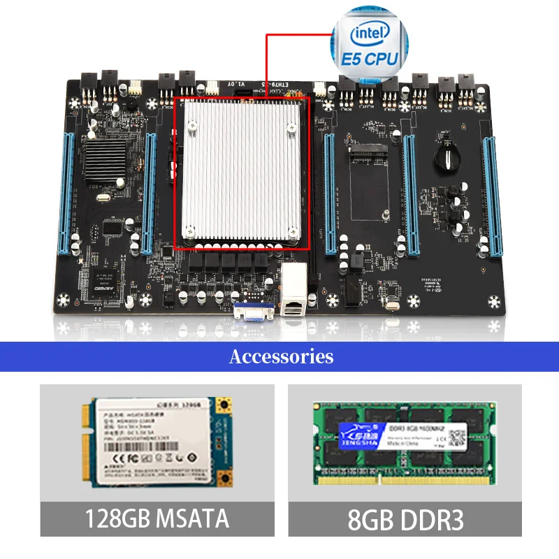 Набор материнской платы для майнинга 5 ГП поддержка 3060 графическая карта с ЦП 8 ГБ