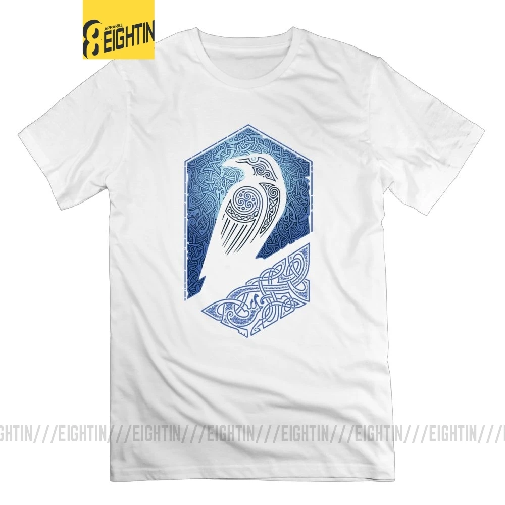 Футболка Viking Guardian Eagle, мужские футболки большого размера, стильные футболки с короткими рукавами и принтом, хлопок, с круглым вырезом - Цвет: Белый
