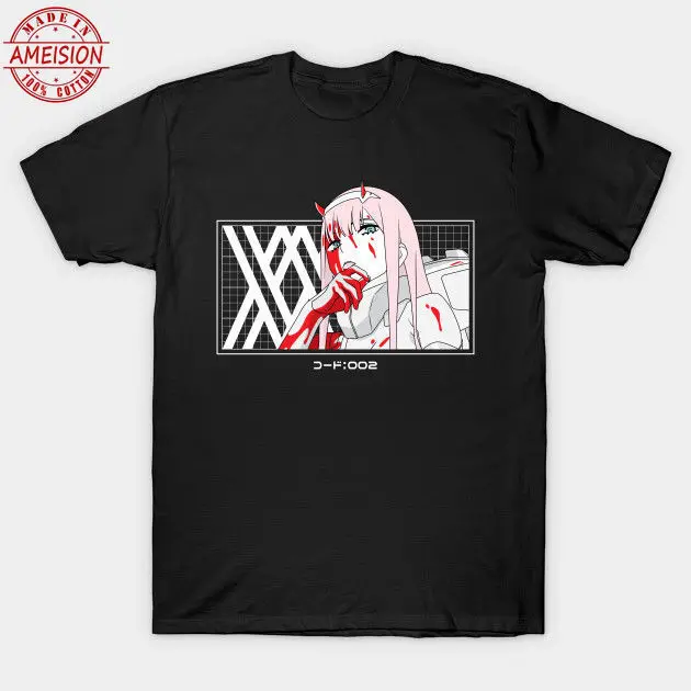 Футболка с надписью Bloody Zero Two Darling In The Franxx футболки на заказ дизайнерские Забавные