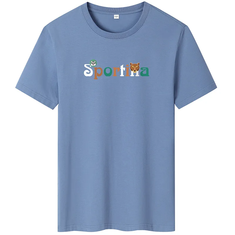 

2021 new trend cotton T-shirt male handsome personality letter printing large size short-sleeved T-shirt male