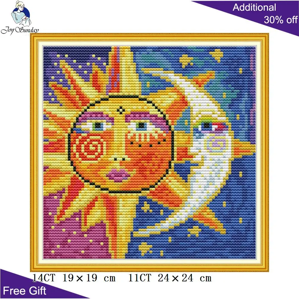 

Joy Sunday Sun And Moon Home Decor J489 14CT 11CT Stamped Counted Colorful Sun And Moon Craft Cross Stitch Kits