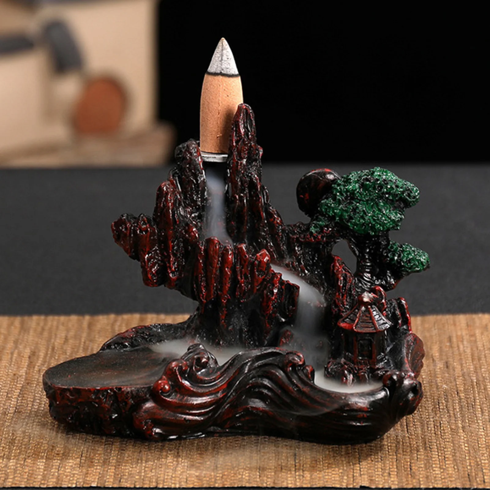 

Hot Creative Tower Incense Ceramic Burner Fragrance Holder Backflow Censer Resin Aromatherapy Smoke Reflux Incense Burner