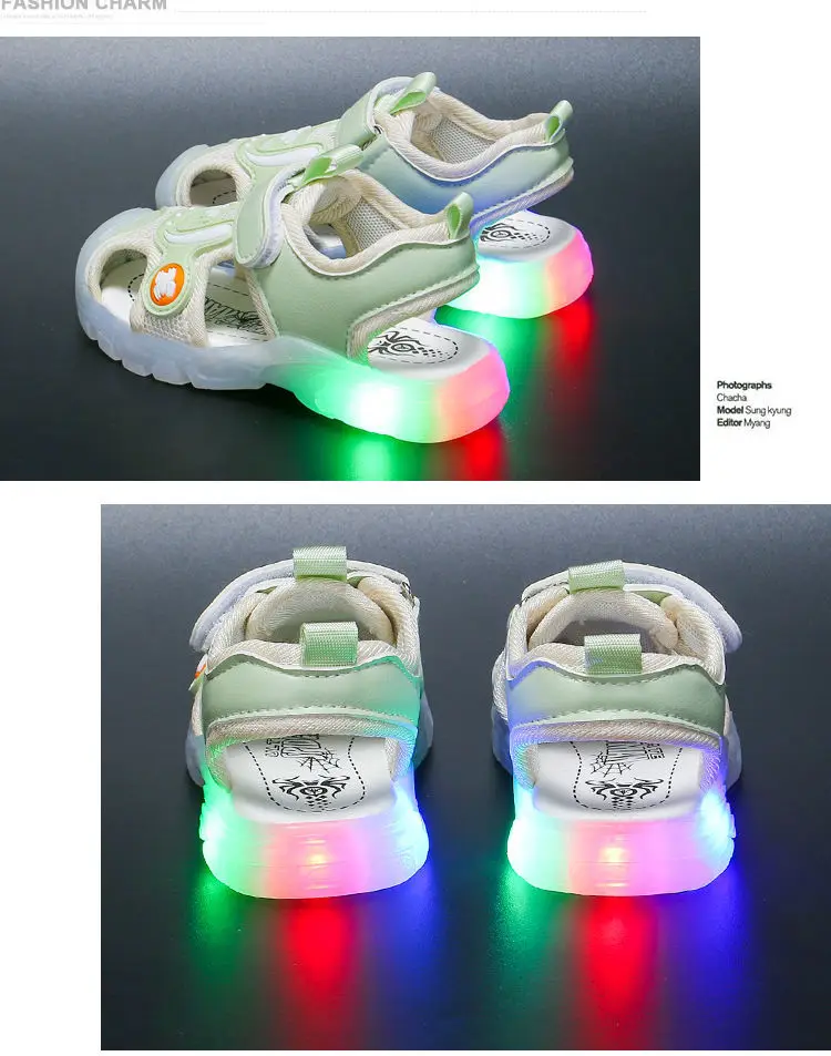 

Kids Led Sandals Light up Summer Childrens Shoes Glowing Sport Sandals Girls Flashing Soft beach Boys shoes Toddler