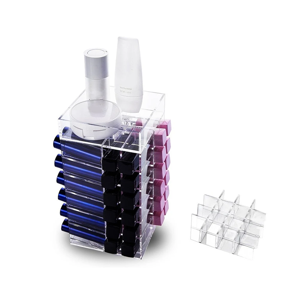 Органайзер для косметики и помады прозрачный акриловый вращающийся держатель