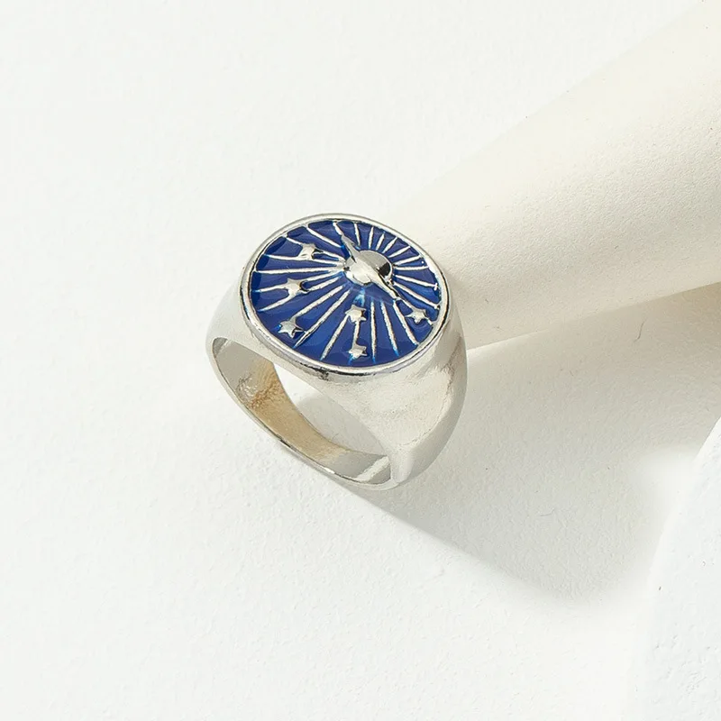 

New Simple Blue Starry Ring Simple Creative Vintage Bule Star Rings For Women Girls Fashion Jewelry Gift
