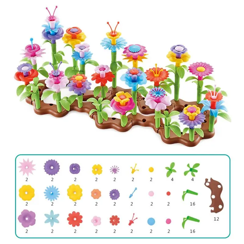 

Flower Garden Building Toys Build a Bouquet Floral Arrangement Playset Pretend Gardening Gifts for Toddlers & Kids Age 3-6 Year