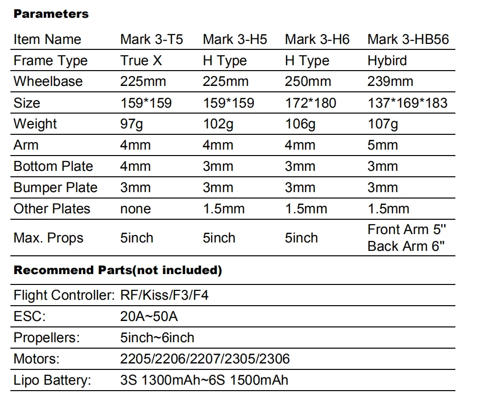 GEPRC GEP Mark 3 H5 T5 225 мм/HB56 239 мм X набор рамок для квадрокоптера 4 Arm Board 3K полностью из