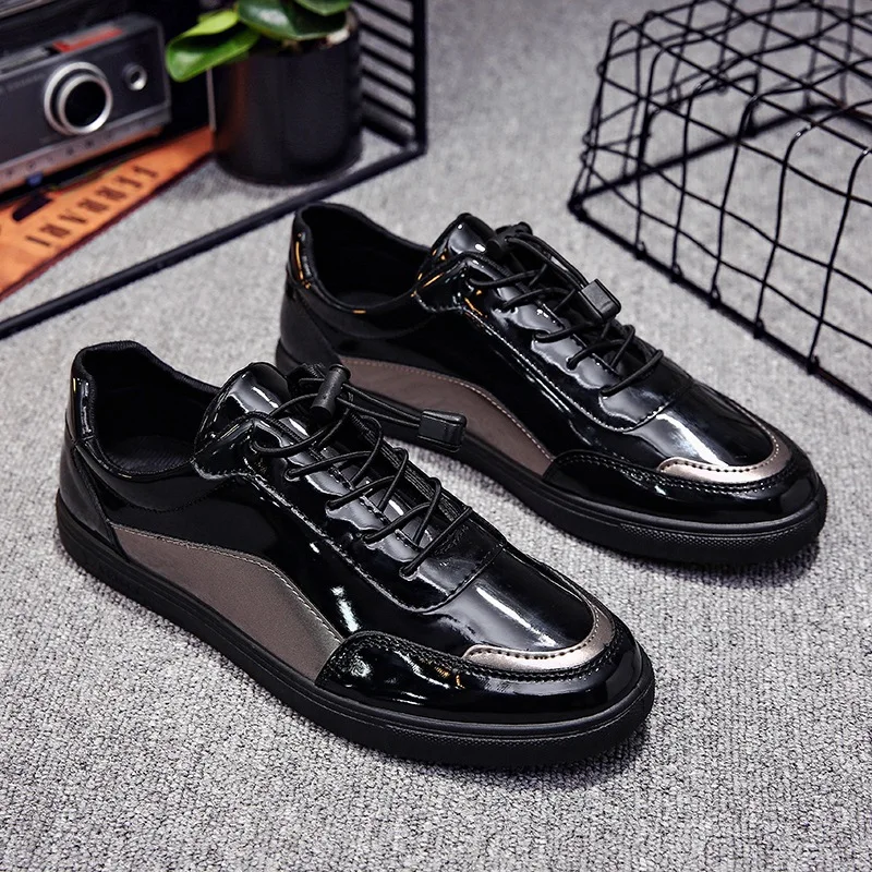 

Spring New Men's Patent Leather Shoes South Korean Version of Youth Sports Casual Shoes Fashion Low-top Men's Shoes