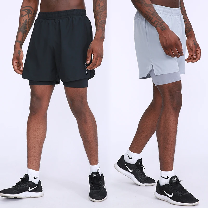 2020 летние шорты для бега Для мужчин 2 в 1 занятий спортом Фитнес длинные брюки