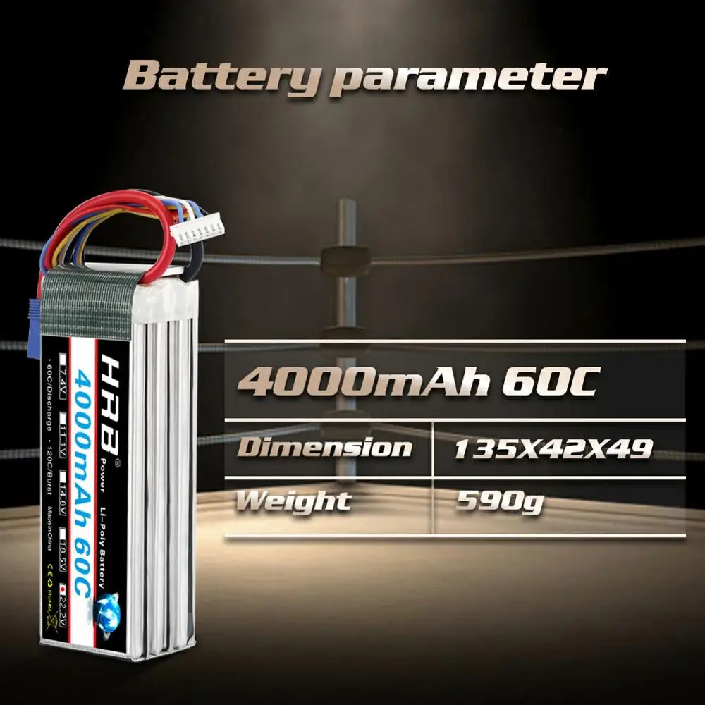 1/2 шт. HRB RC Lipo батарея 6S 22 2 в 4000 мАч для дрона 60C Trex 700 tarot 650 Квадрокоптер вертолет