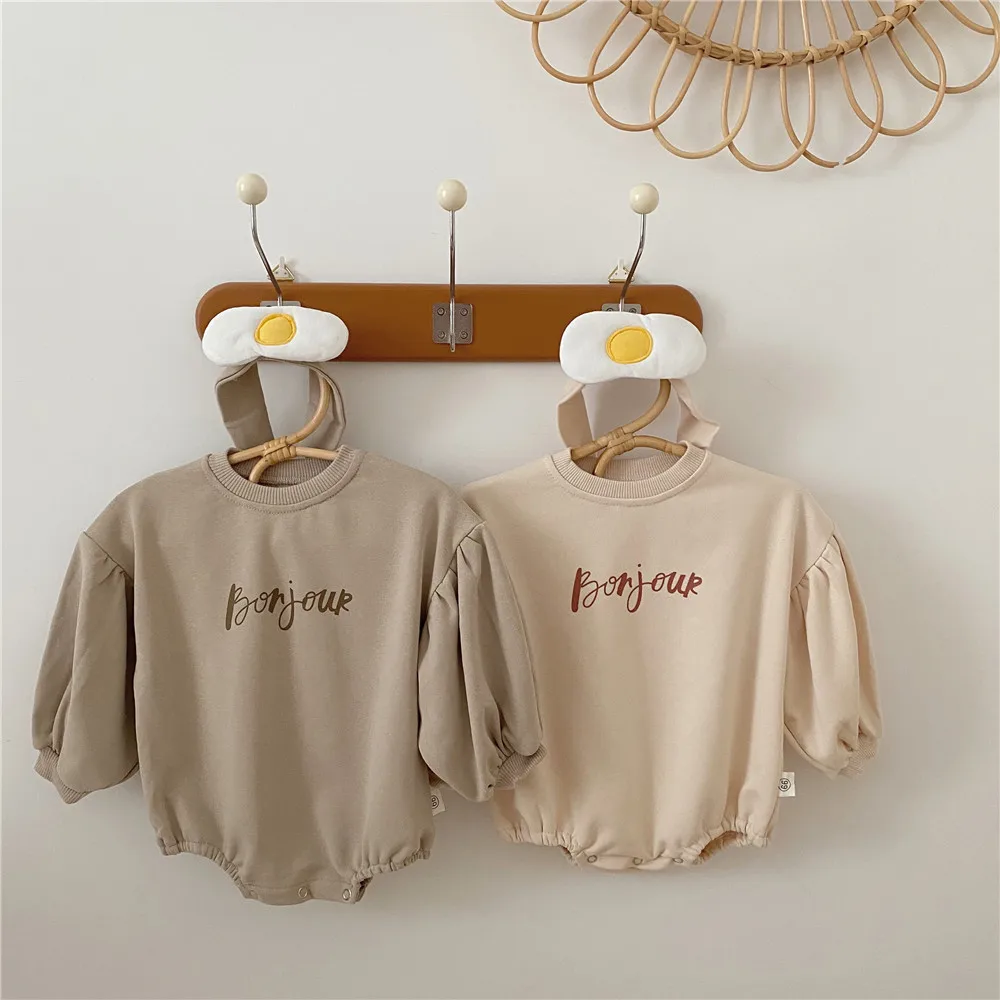 

Baby Girls Boys Clothes Bodysuits Simple Embroidery Loose Package Fart Creeper Sweater Spring Autumn Baby Clothes for Newborns