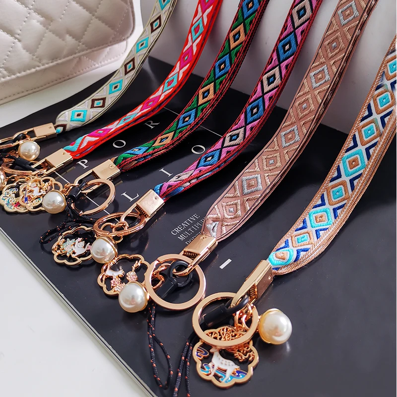 

Mobile Phone Straps Vintage lanyard Fabric weaving Strap Wrist Rope Hanging Neck Rope For Mobile Phone Case Hanging Rope