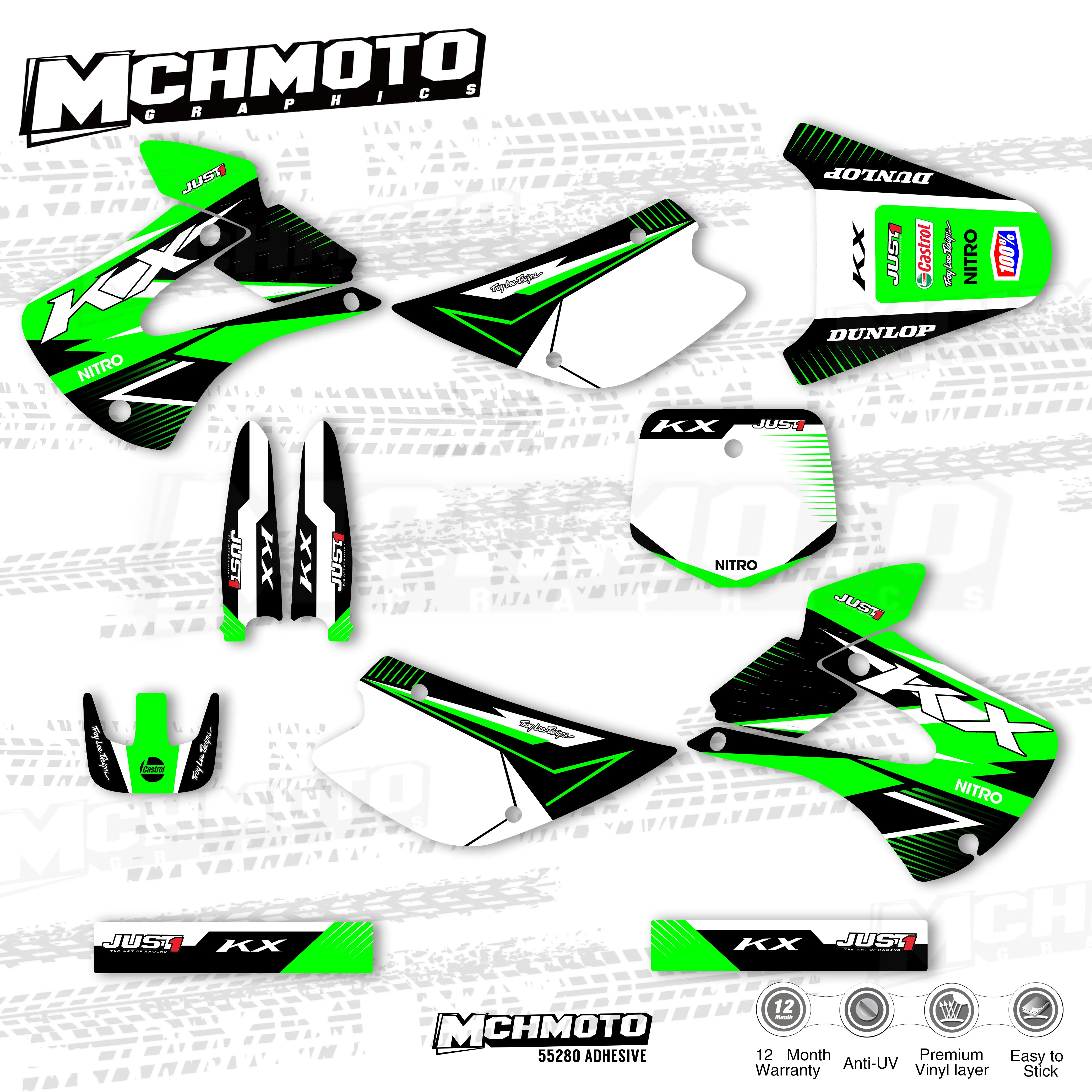 MCHMFG графика и фон наклейка комплект для Kawasaki KX85 KX100 1998-2013 2011 2010 2009 2008 2007 2006 2005 2004 KX