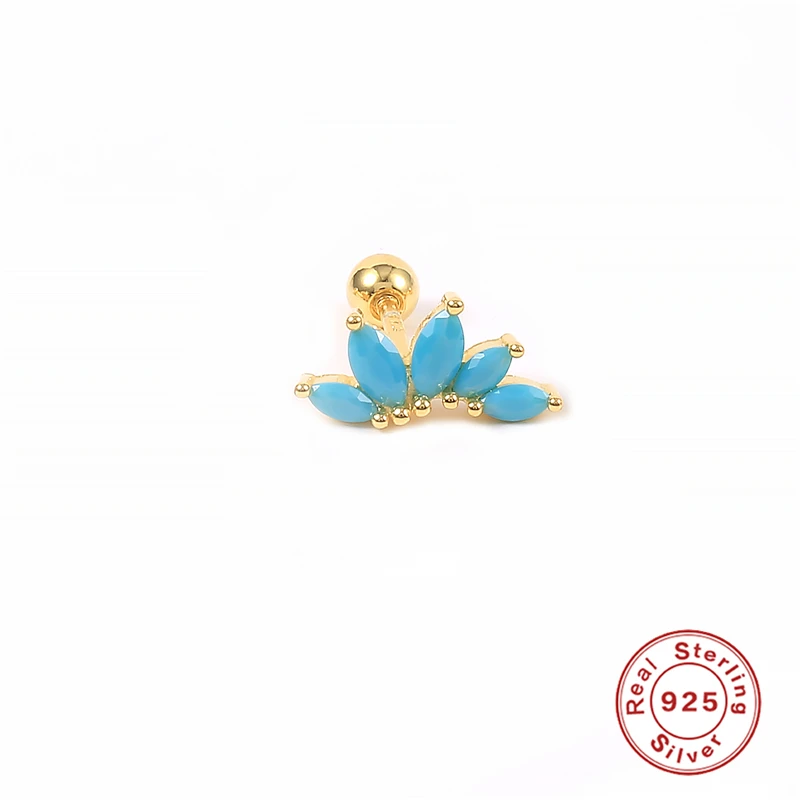 

Aide 2pcs Piercing Earring S925 Sterling Silver Colorful Zircon Cartilage Stud Earrings Ear Bone Earlobe Buckle For Lovers'