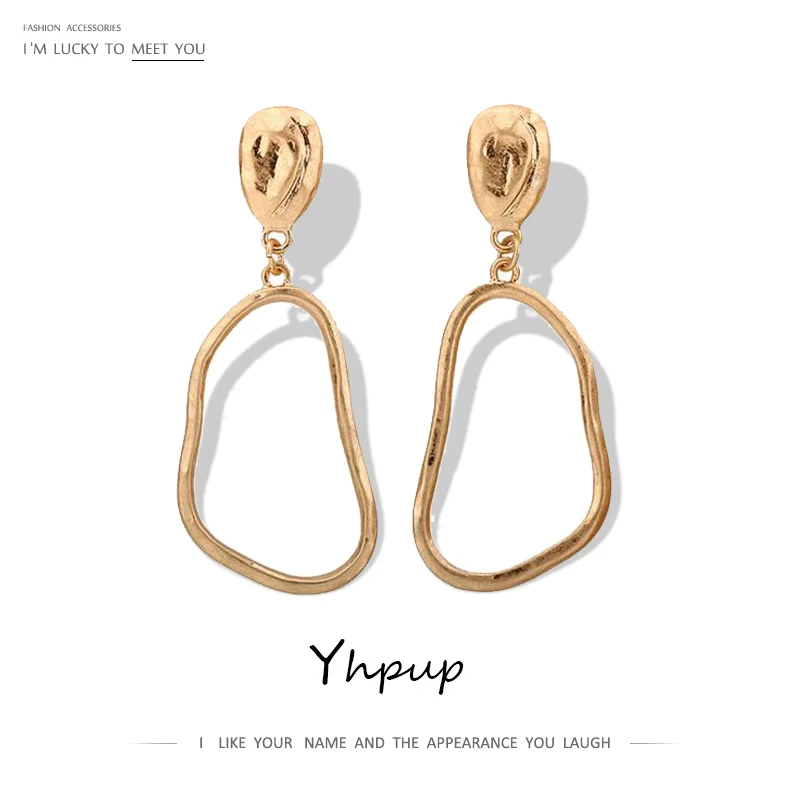 Винтажные золотистые Серебристые простые металлические висячие серьги Yhpup