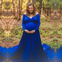 maternity photography props maternity gown pregnant v neck off shoulder long sleeve photo shoot maxi mermaid baby shower dress