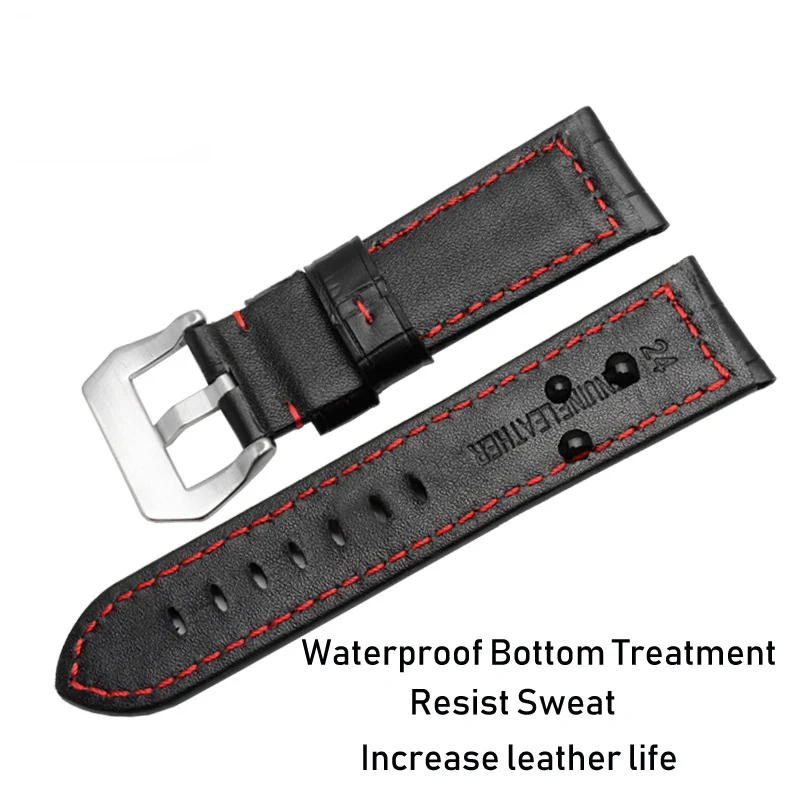 Quality Brown Handmade Band Men Watchband for Panerai  Leather Watch Straps Male Replacement Bands Wist Bracelet 22mm 24mm 26mm