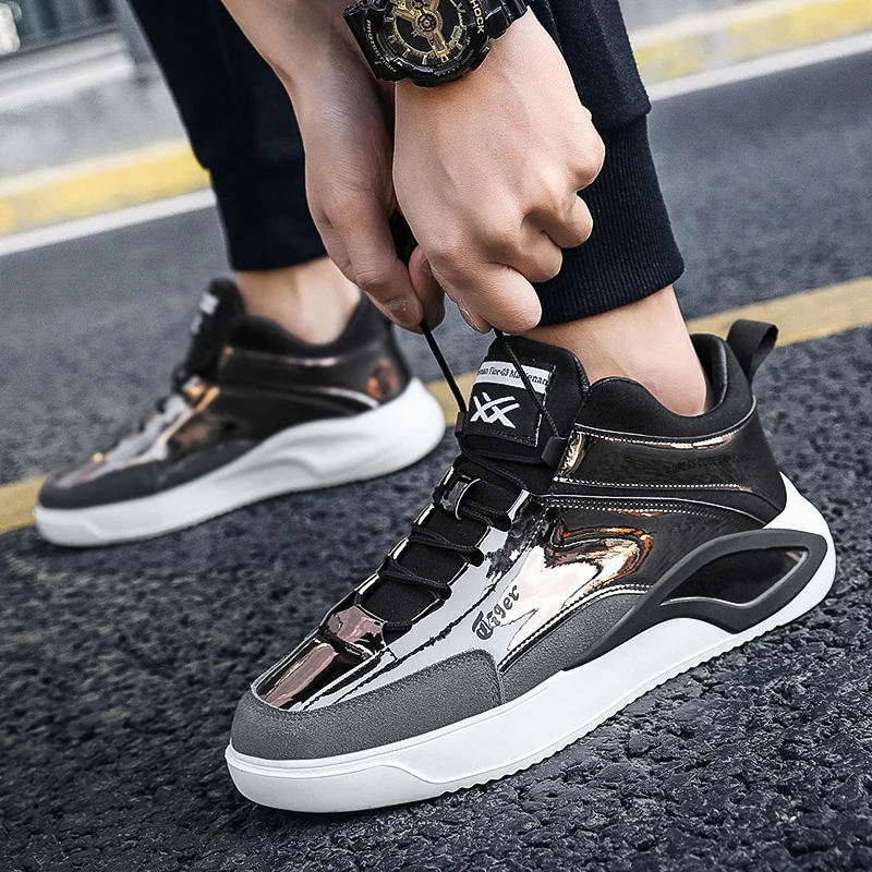 

Original Pu Leather Men Shoes Brand Designer Mens Walking Footwear Rubber Sole Adult Casual Shoes Mid-Top Man Casual Sneakers