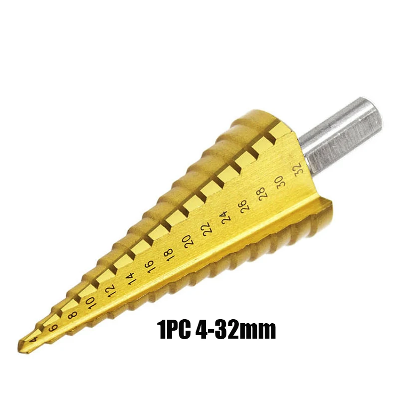 4-32MM 4-12 мм 4-20 мм 4-32 мм HSS 4241 сталь большой шаг конус с титановым покрытием сверло для резки металла набор инструментов Дырокол - Цвет: 4-32MM