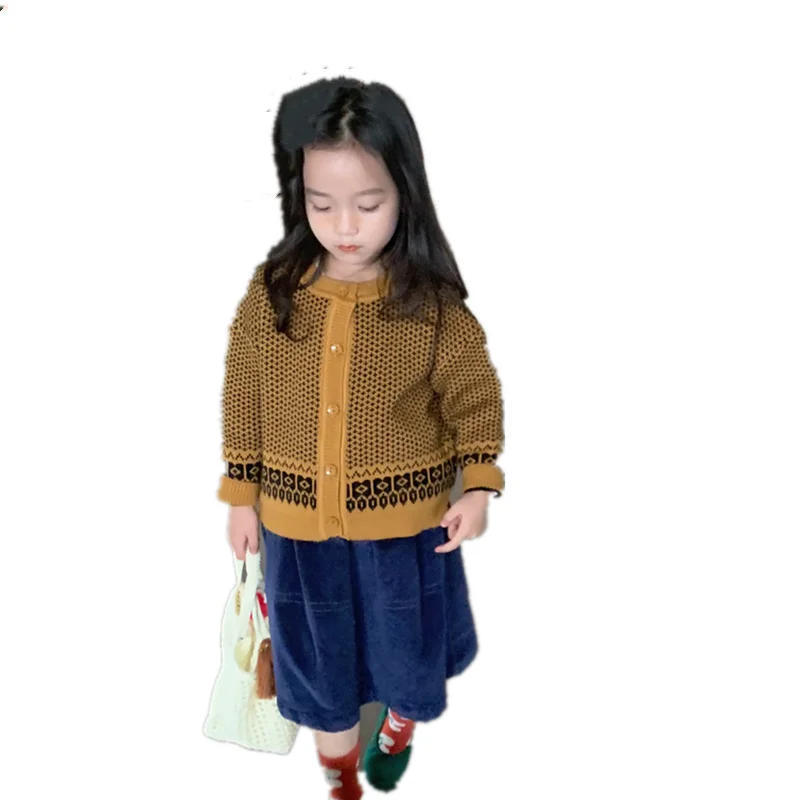 

Girl Sweater Kids Knitting Outwear Tops2021 Cute Fleece Thicken Warm Winter Autumn Overcoat Homewear Formal Children Clothing