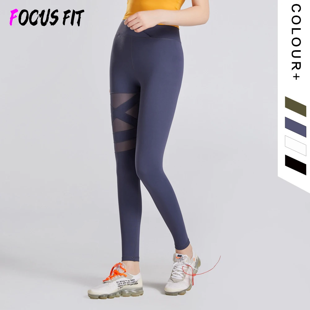 

FOCUSFIT New Tight Yoga Pants High Waist Solid Color Yoga Pants Sports Fitness Slim Leggings Women