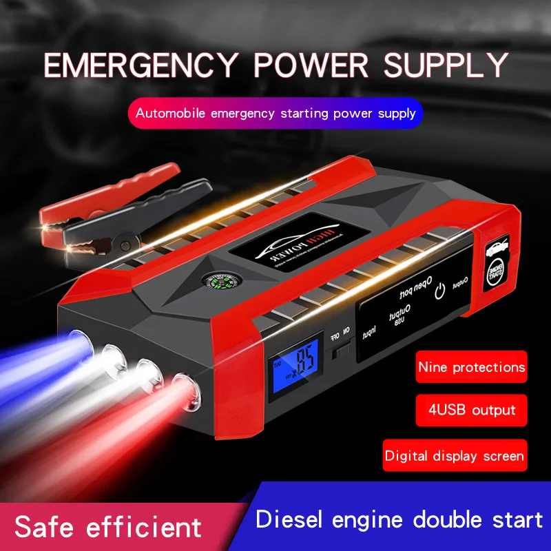89800mah car jump starter 12v 4usb 600a portable car battery booster charger booster power bank starting device car starter free global shipping