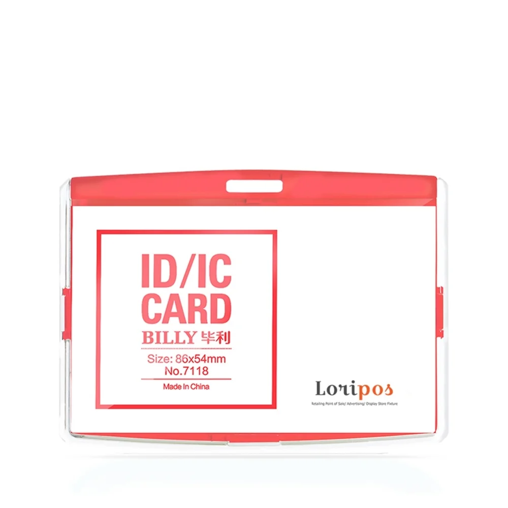 

1pcs Red Clear Plastic Exhibition Name Cards Holder Staff Business Badge Holder Office