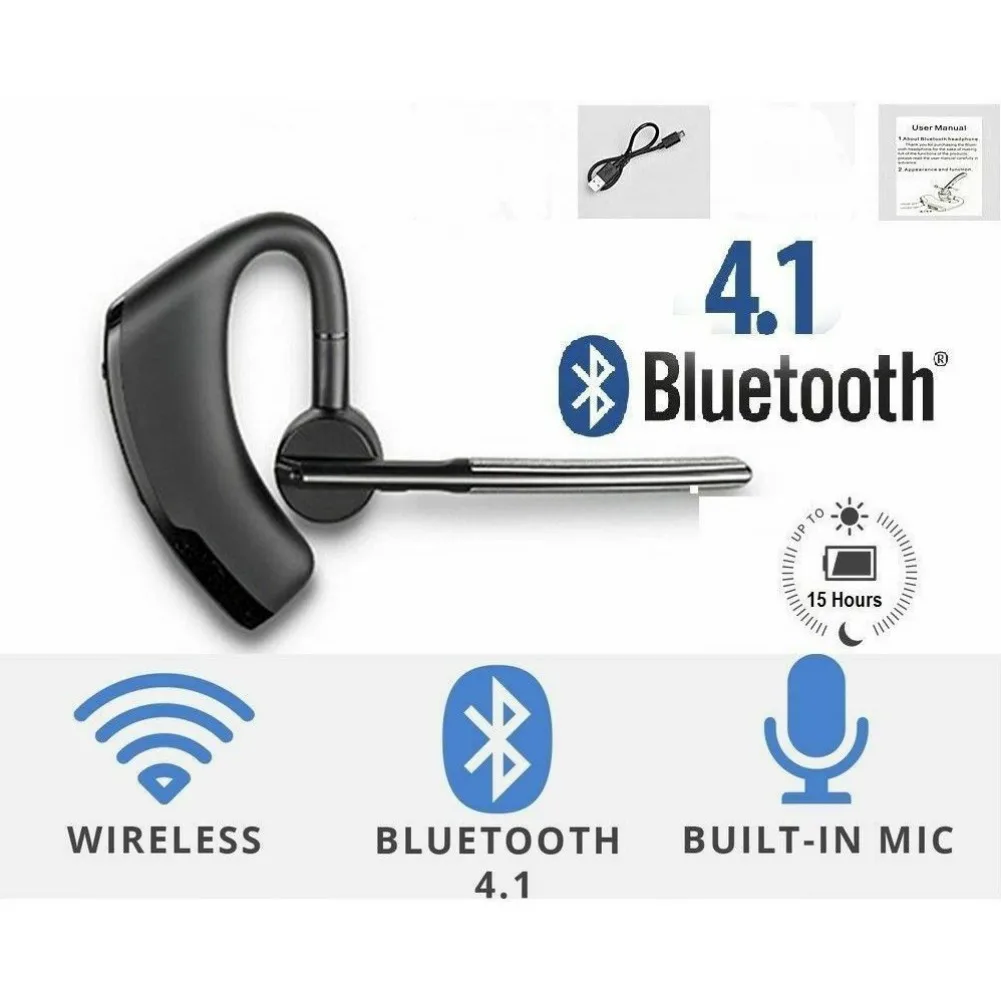 Bluetooth Headset V8 Business Earphone Handsfree With Microphone Wireless 4.1 Headphone For iPhone Xr Xiaomi 9 Samsung | Электроника