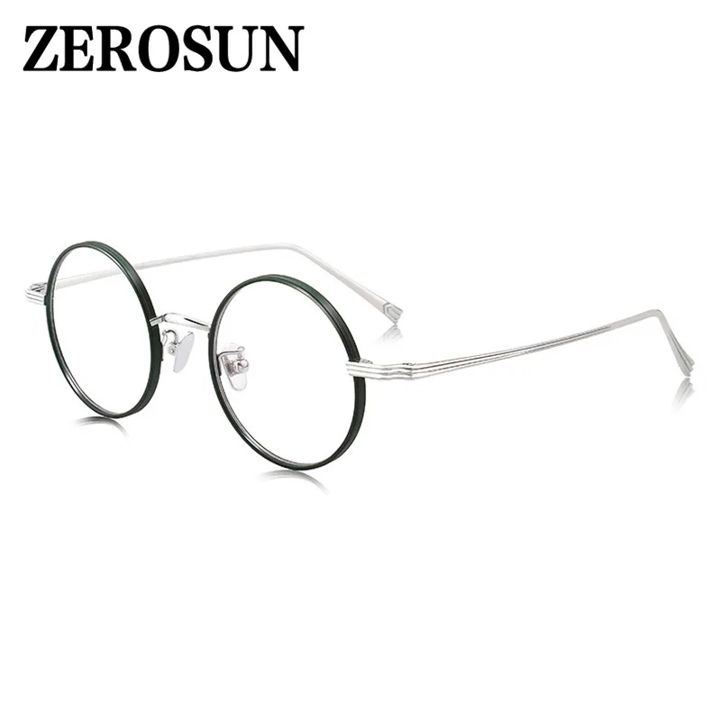 Оправа для очков Zerosun Мужская титановая небольшие круглые аксессуары чтения по