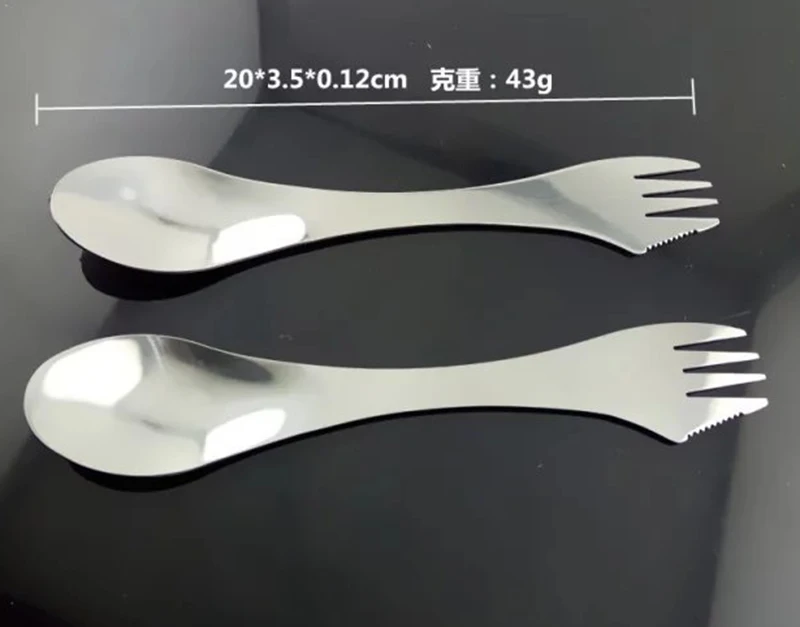 Ложка-вилка из нержавеющей стали 3 в 1 для пикника завтрака обеда барбекю | Спорт и