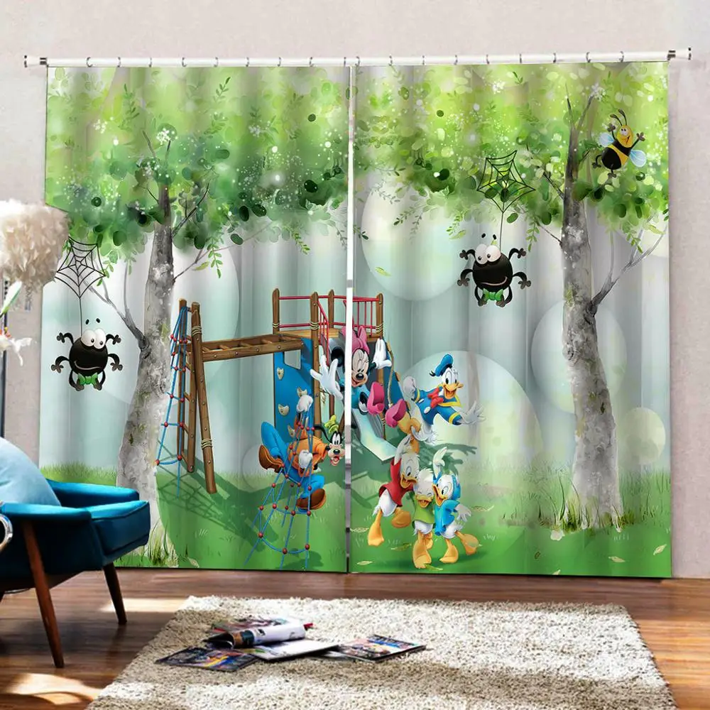 

Cartoon curtains green kids curtains 3D Curtain Printing Blockout Polyester Photo Drapes Fabric For Room Bedroom