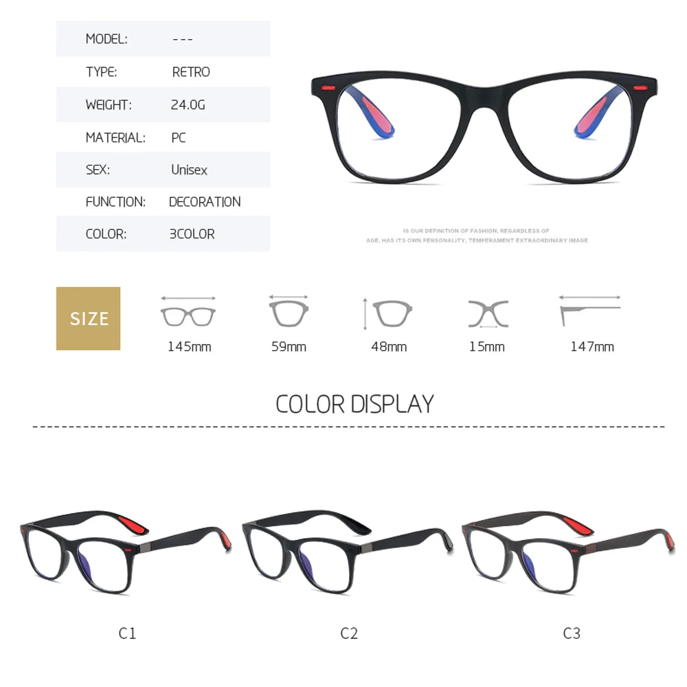 

LongKeeper Classic Anti Blue Light Glasses Frame Men Women Rivet Square Eyewear Spectacles Optical Eyeglasses UV400