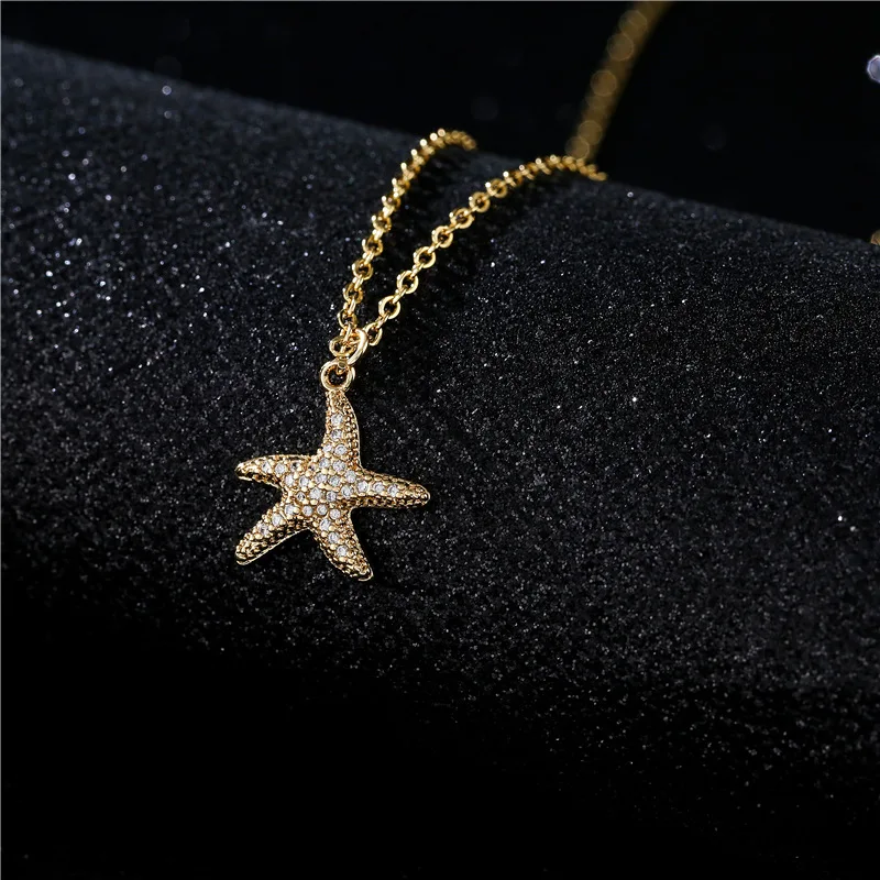 

Милое ожерелье с подвеской в японском и корейском стиле с маленькой морской звездой женское ожерелье с медным покрытием из 18-каратного золо...