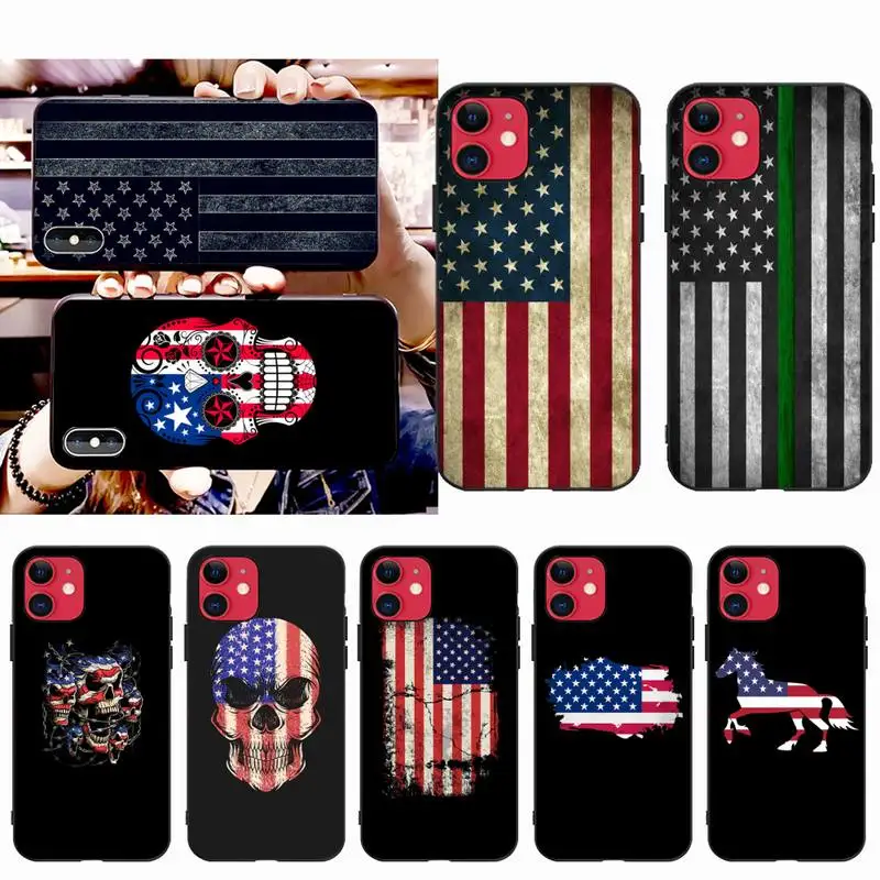 

KPUSAGRT America USA Flag Soft Phone Case Cover for iPhone 11 pro XS MAX 8 7 6 6S Plus X 5S SE 2020 XR case