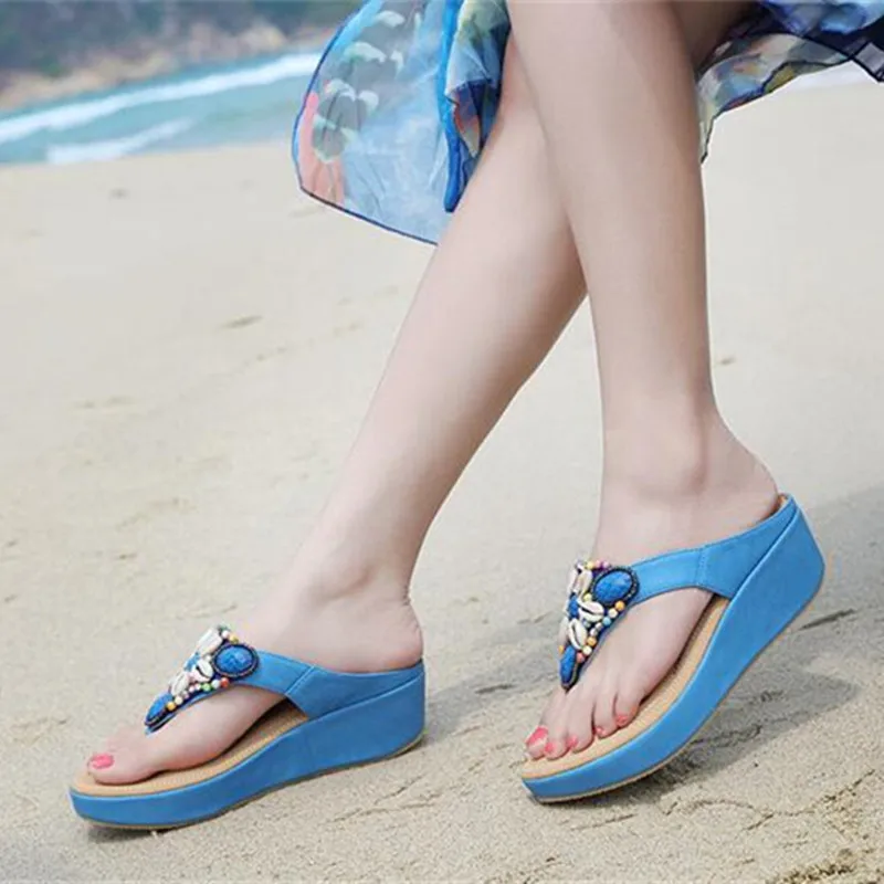 Flip Flops Wedges Sandals for Women Beach Shoes Casuales Fashion Slippers Women Summer Big Size 42 Slides Womens Shoes Slipper