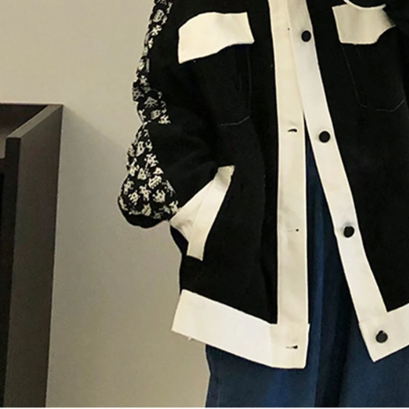 Женская куртка в стиле пэчворк универсальное Свободное пальто с принтом и - Фото №1