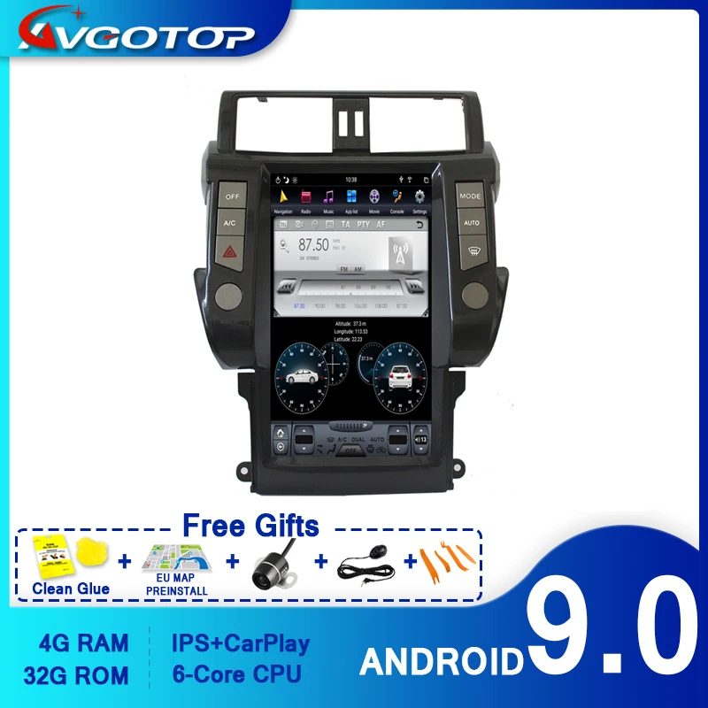

AVGOTOP Android 9.0 Tesla Car Radio for TOYOYA PRADO 2010-2013 Vehicle Multimedia IPS Screen