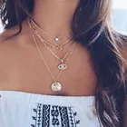 Богемное многослойное ожерелье с подвеской FNIO, для женщин, с глазами, луной, сердцем, многоэлементное ожерелье и подвески, ювелирные изделия, 2019