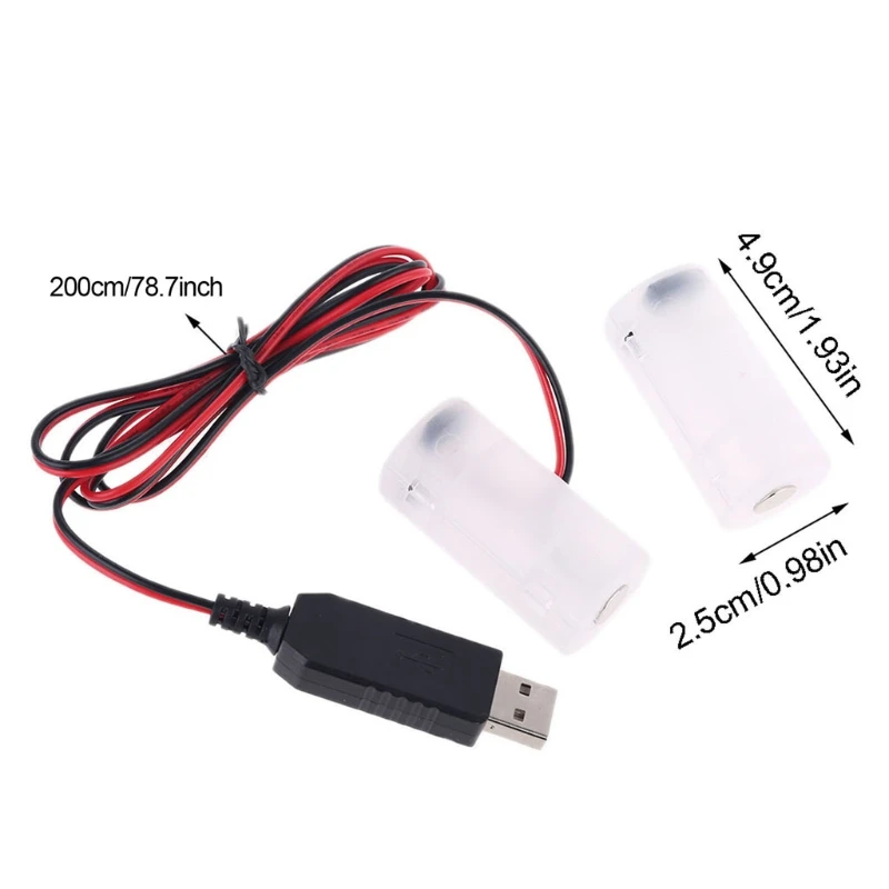 

AM2 LR14 Dummy C Battery Eliminator with UK Plug USB Adapter 2m Cable Replace 1 to 4pcs 1.5V 3V 4.5V 6V C Size Battery for House