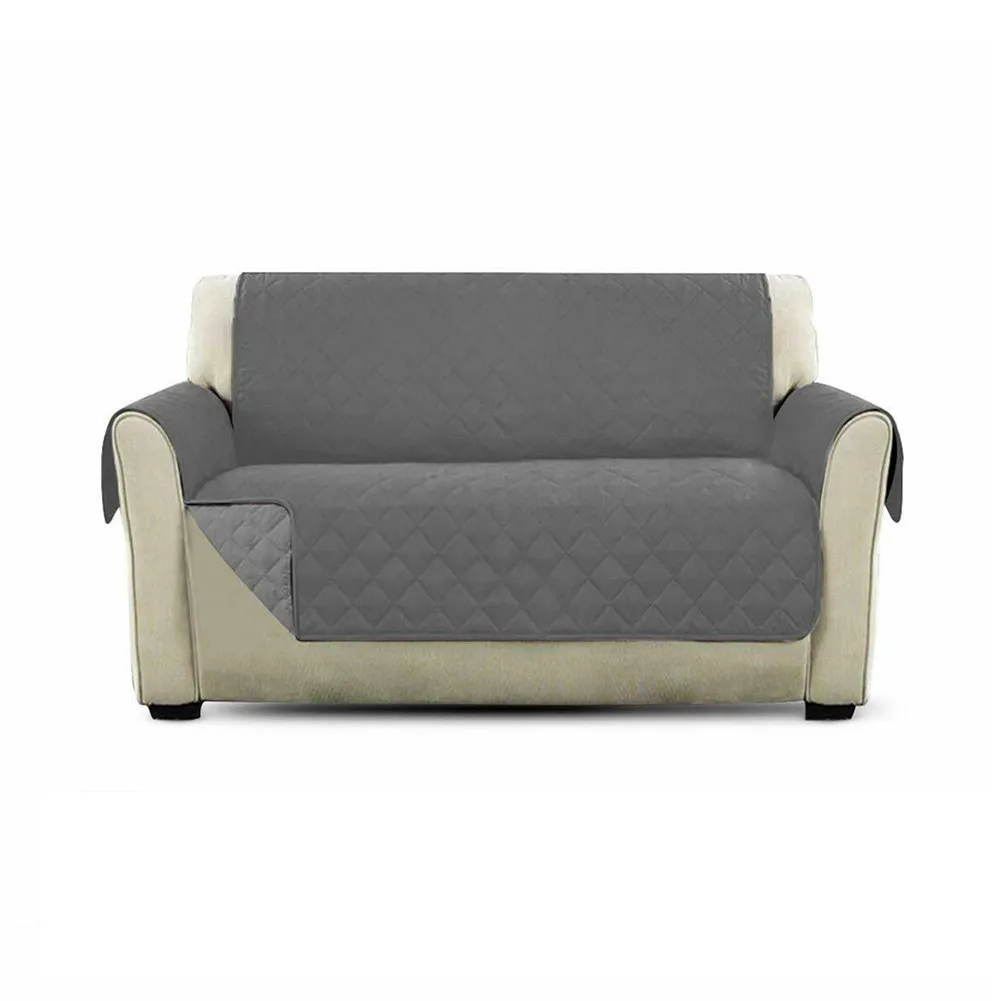 

Reversible Quilted Sofa Cover Furniture Protector Throw Waterproof With Strap Gray Black Pet Dog Kids Mat Slipcovers 3 Styles