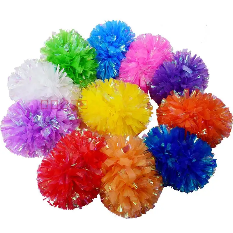 Детский лазерный помпон для чирлидинга белый Радужный пластиковый зеленый синий