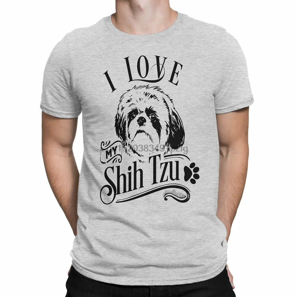Модная мужская футболка I Love my Shih Tzu Dog для влюбленных 100% хлопок | Мужская одежда