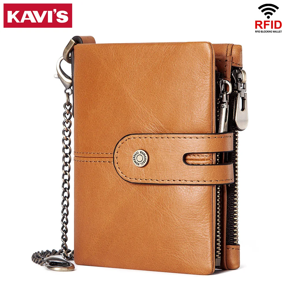 

KAVIS мужской кошелек из натуральной кожи, мужской короткий кошелек Rfid, многофункциональная сумка для хранения, портмоне, кошелек для карт, су...