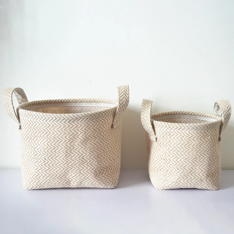 

Flower Plant Pot Hemp Storage Basket Double Handles Storage Laundry Basket Cloth Bag Toy Holder Bucket